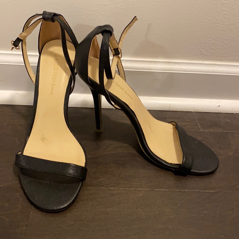 Black 4” stiletto sandal heels